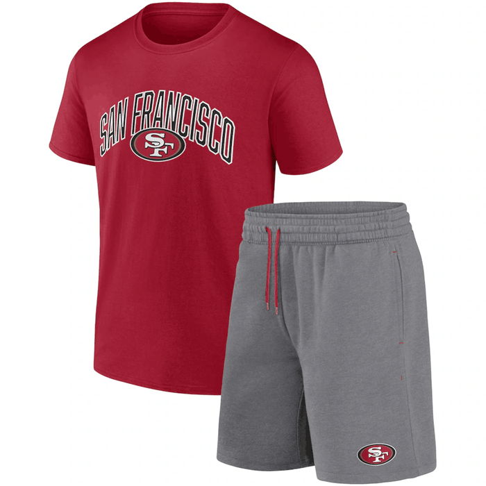 Men's San Francisco 49ers Red/Heather Gray Arch T-Shirt & Shorts Combo Set